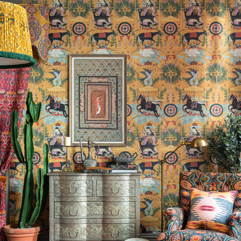 Tales Of Maghreb Wallpaper Roll, Black/Blue/Green/Yellow