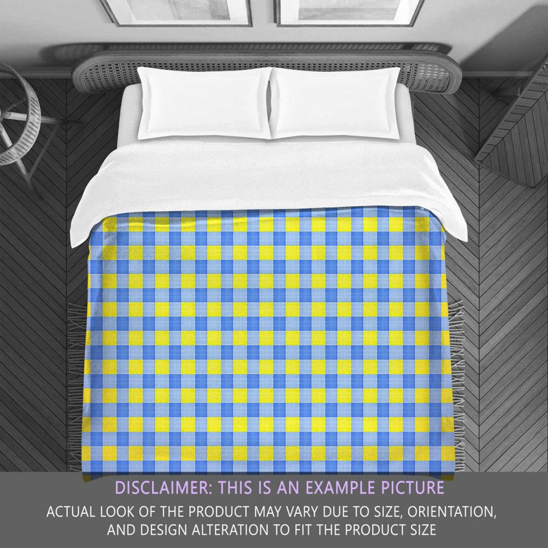 Gingham Comforter, Blue/Yellow, King Comforter