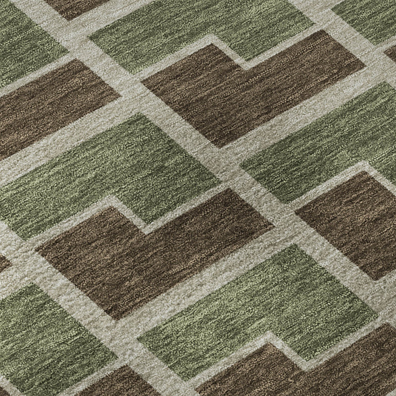 Premium Machine Washable Mayfield AMF2416 Geometric Rug, 2'3" x 7'6" Runner, Chocolate