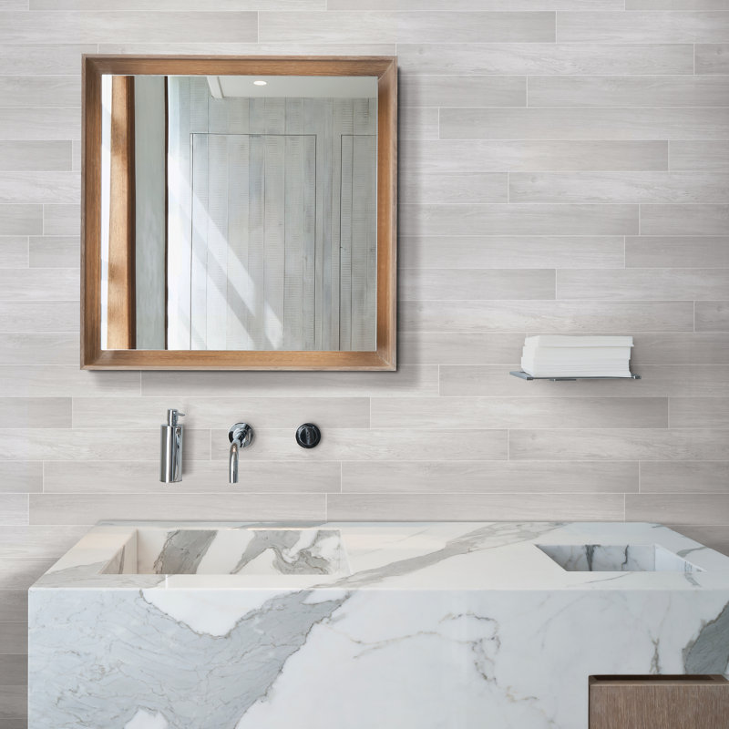 18" x 108" Peel and Stick Vinyl Wall Panelling in Light Grey