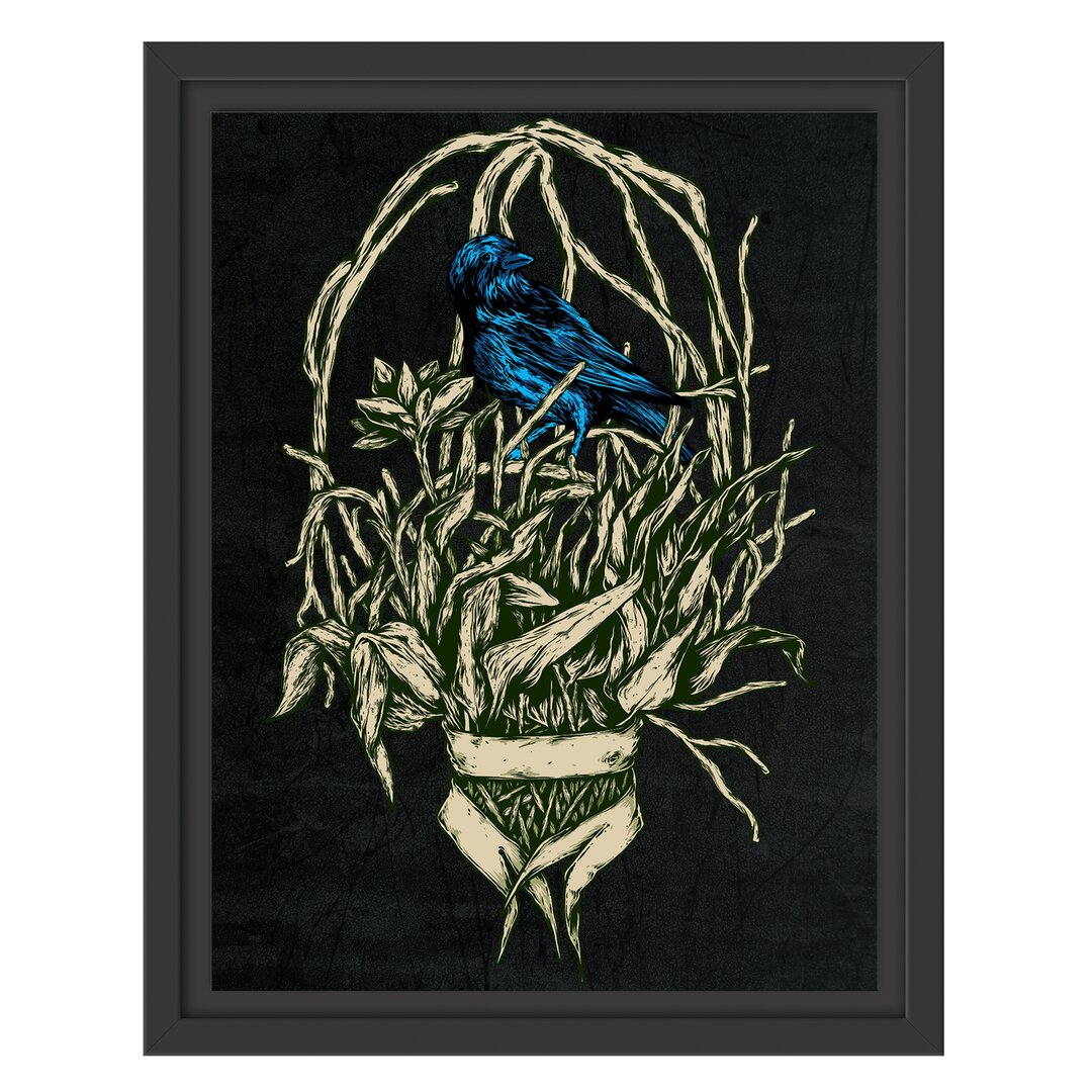 Gerahmtes Wandbild Blue Bird black