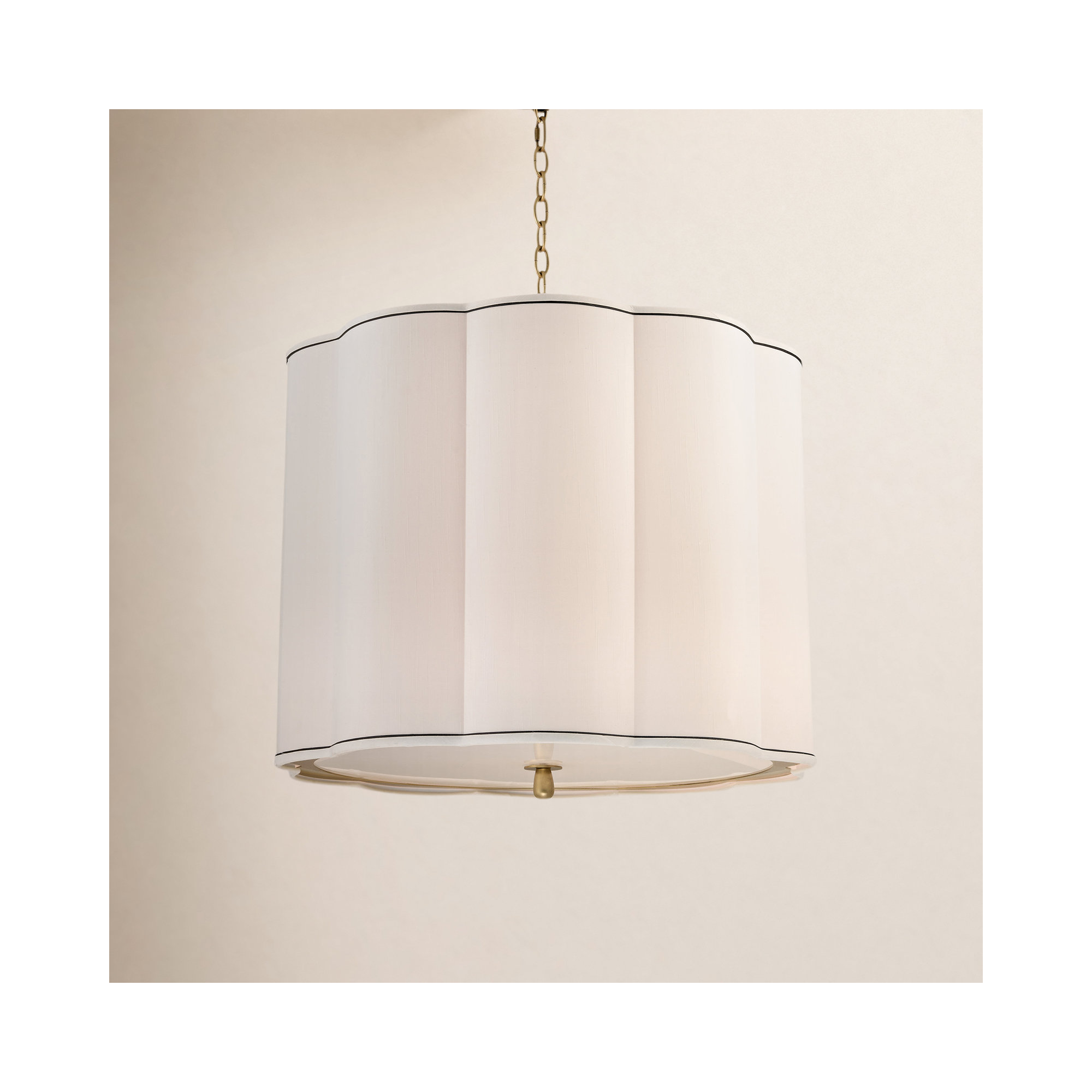 5 Light Pendant, Aged Brass