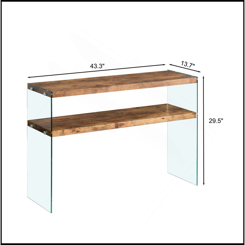 Console en panneau de fibres à densité moyenne, grande table d'appoint, bureau en verre trempé noyer, table d'entrée