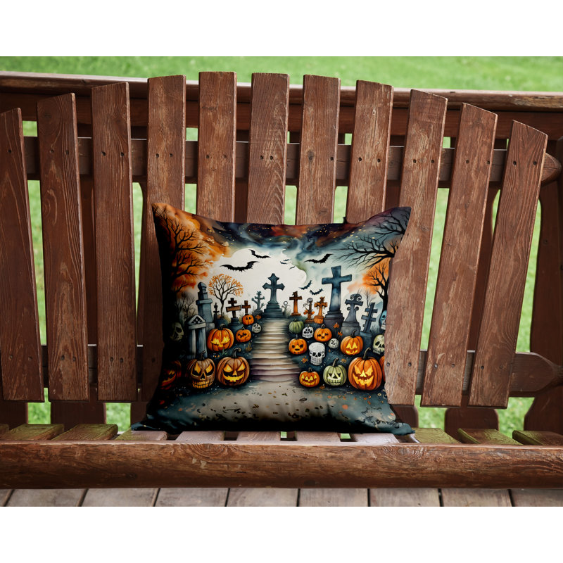 Coussin décoratif intérieur / extérieur en polyester More / Spooky More Spooky Halloween, 14 po x 14 po