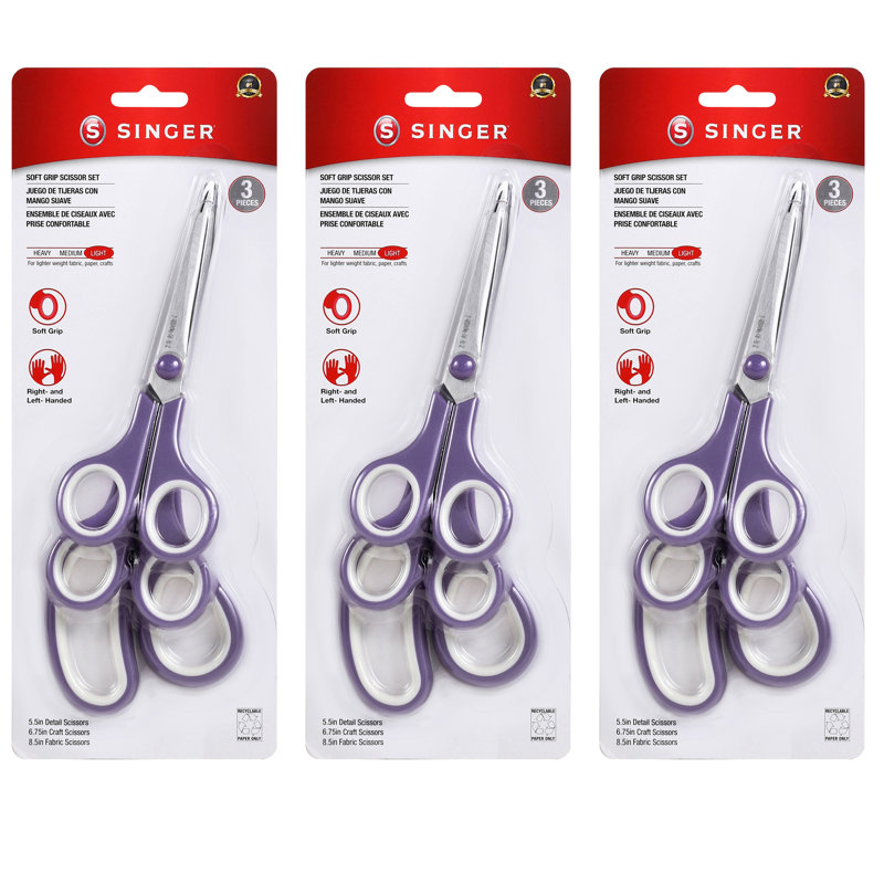 Ensemble de ciseaux multi-tailles SINGER Crafting Comfort Grip, 9 pièces