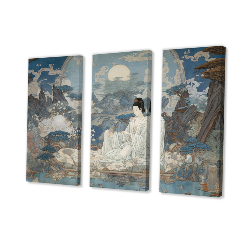 Ensemble d'art mural sur toile Tiena - bouddhisme, H 28 po x l 36 po x P 1 po