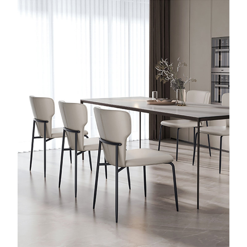 Chaise de salle à manger en cuir italien, Blanc
