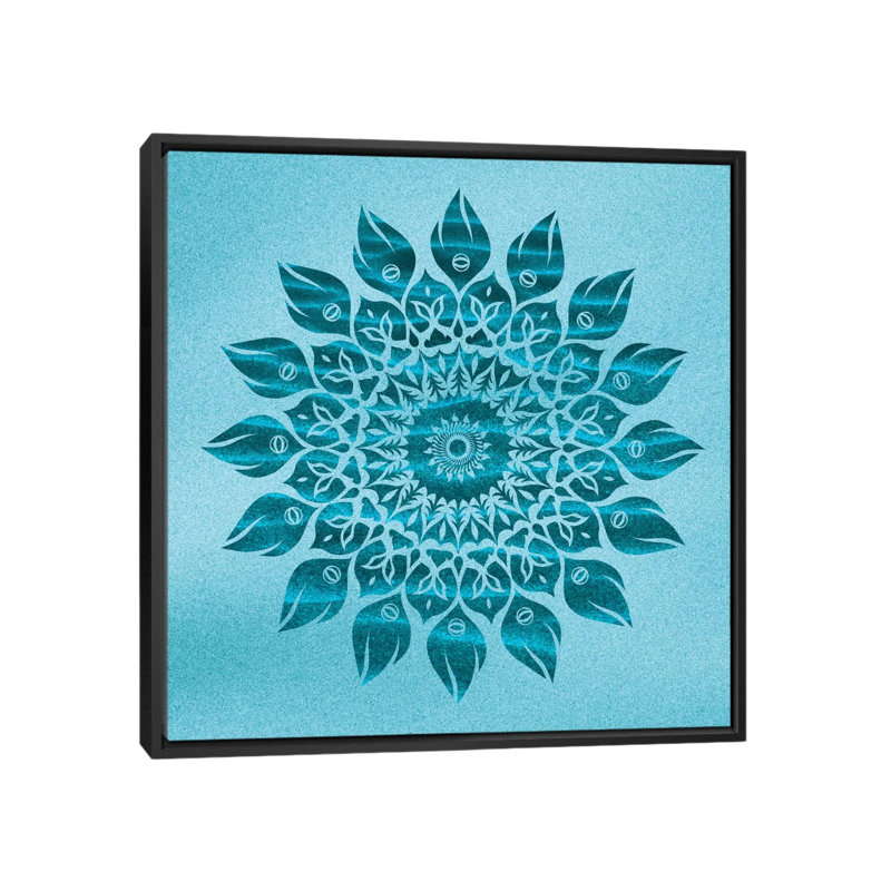 « deep méditation mandala », impression sur toile, H 18 po x l 18 po x P 1,5 po, Toile avec cadre noir, Pas de tapis
