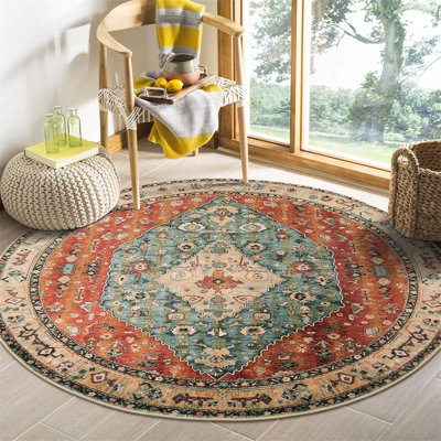 Round Abstract Machine Braided 120cm X 120cm Area Rug