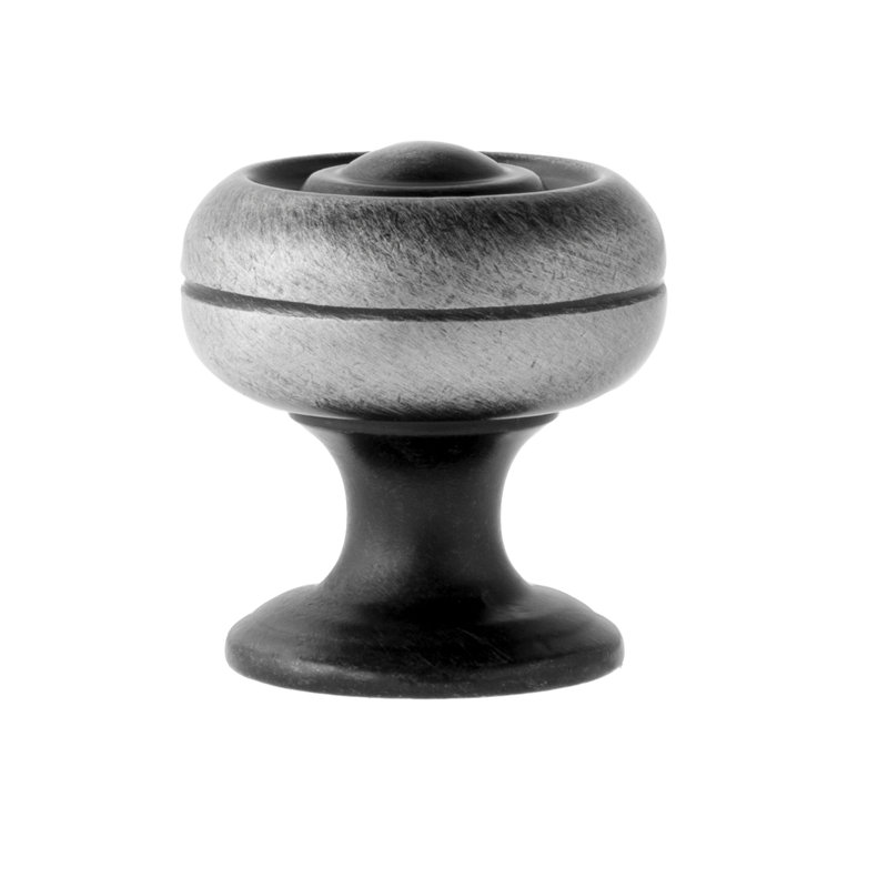 Poignée ronde en étain blanc et noir de 1 po Saturn