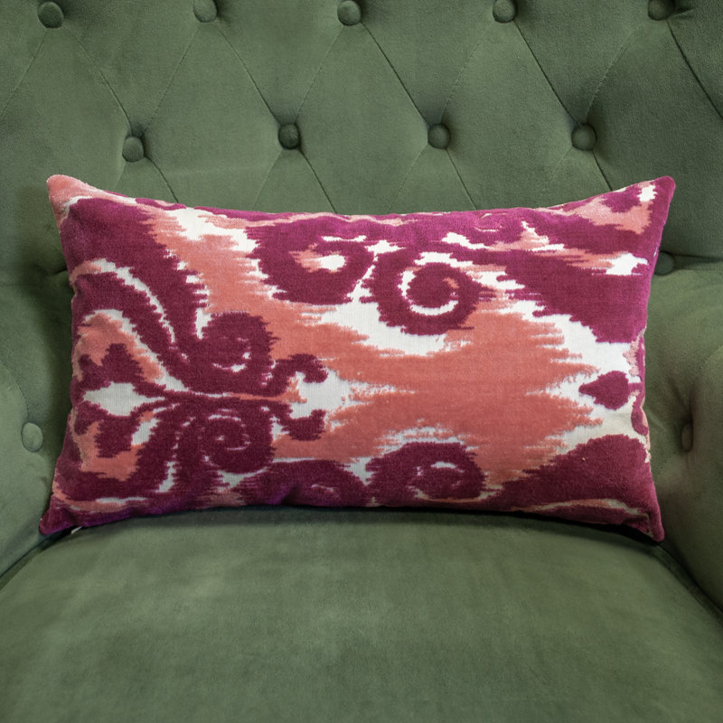 Ensemble de coussins décoratifs en velours crème corail fuchsia Thomas Collection®, Rectangle 12"H x 20"W