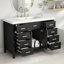 Meuble-lavabo 48 po avec lavabo intégré, 2 portes, 8 tiroirs, système de fermeture en douceur, design classique noir, meubles-lavabos