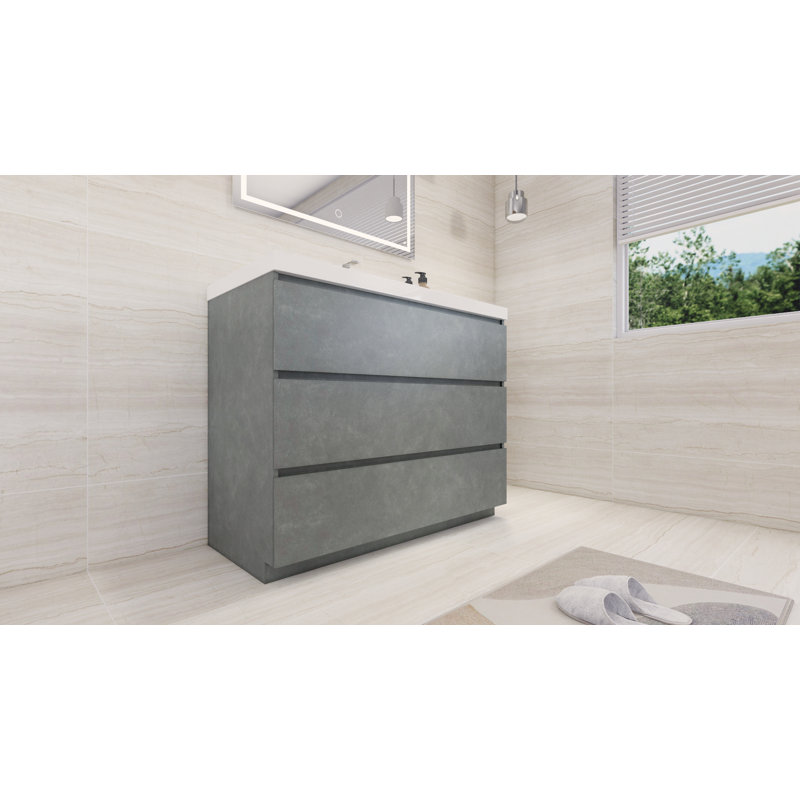 Ensemble de meuble-lavabo simple 42 po Ayele, Gris ciment