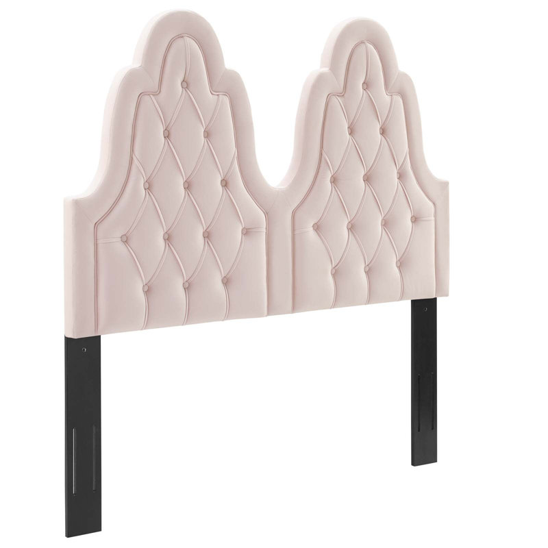 Augustine Tufted Performance Velvet Headboard, Pink, Full/Queen