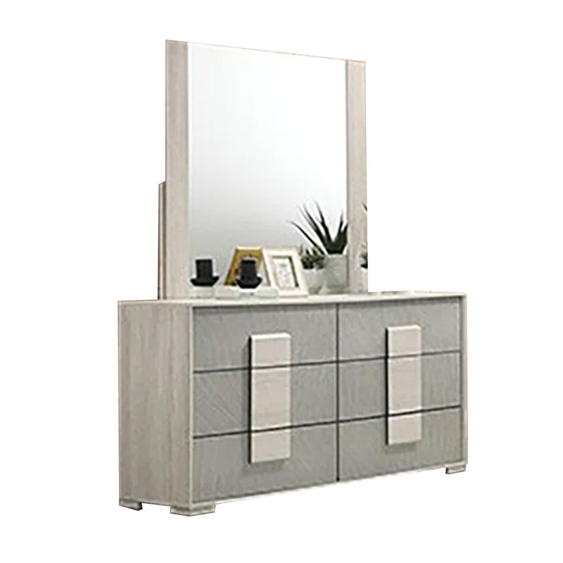 Ensemble de chambre à coucher pour grand lit 4 pièces Nomi avec tiroirs gris pierre