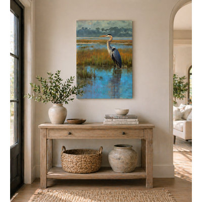 Salt Marsh Heron Wrapped Canvas Wall Art