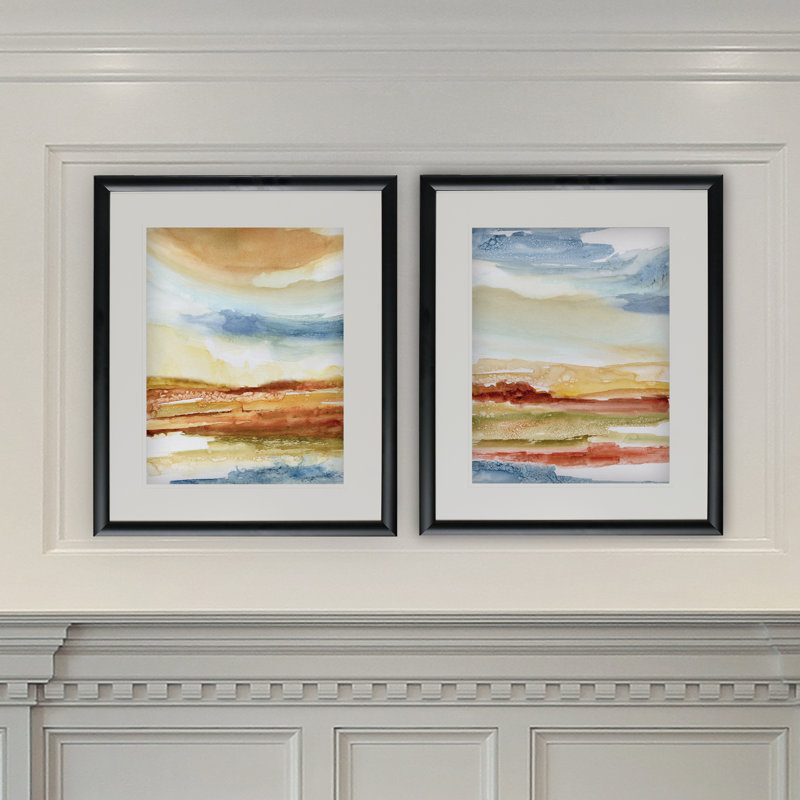 « puesta de sol i », ensemble de 2 reproductions encadrées, Cadre noir