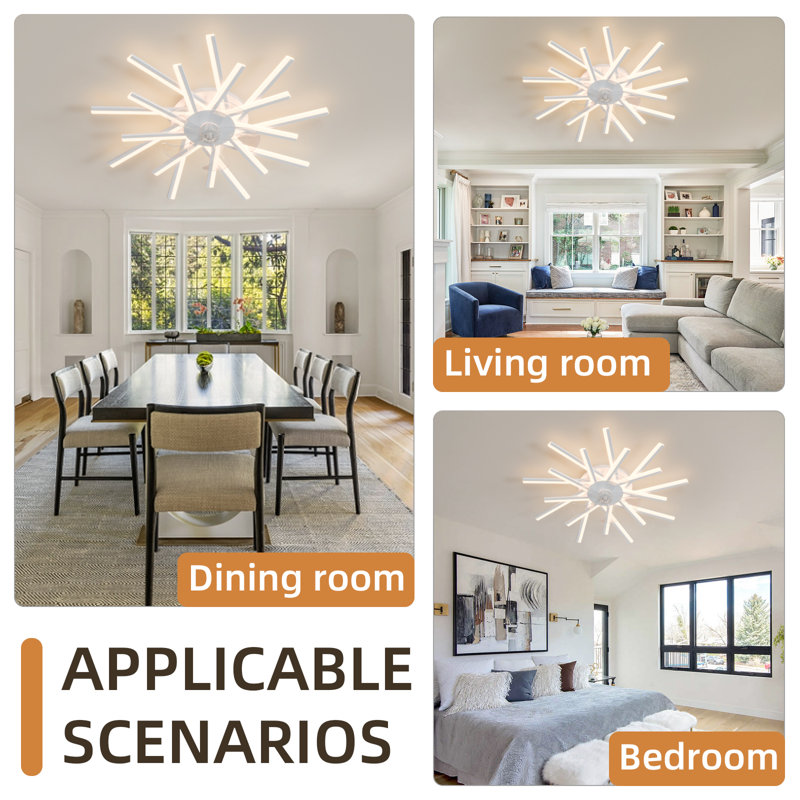 White 36'' LED Ceiling Fan with Remote and Lighting