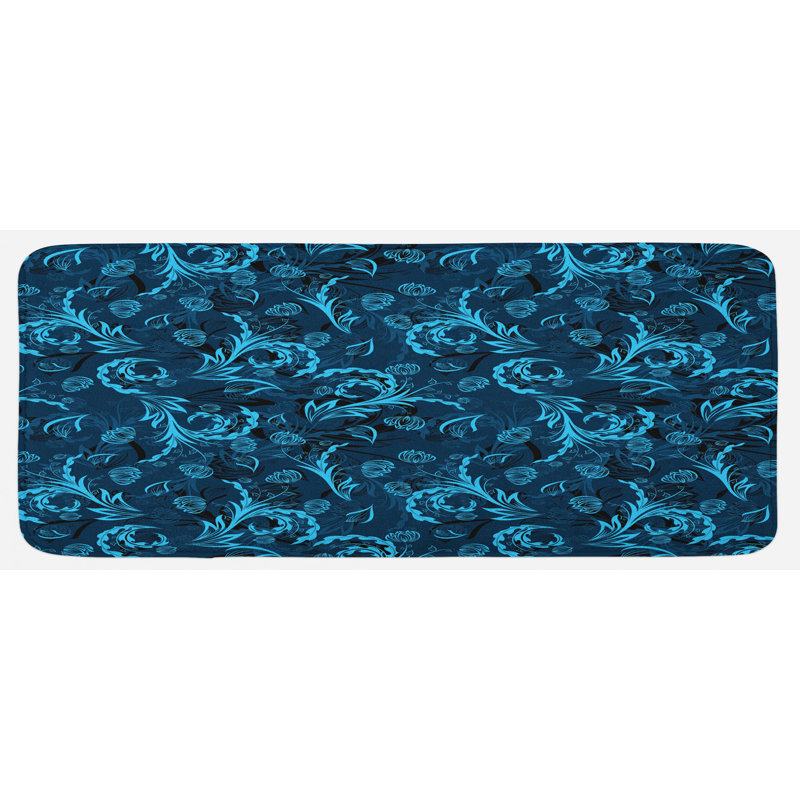 Tapis de cuisine abstrait bleu turquoise