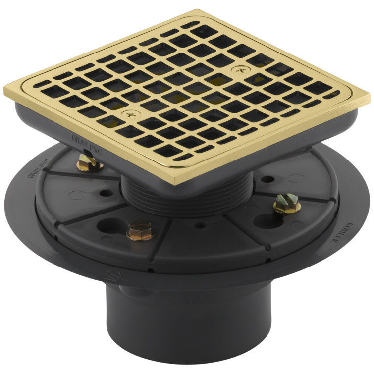 Clearflo Square Design Tile-In Shower Drain with Reversible Collar, 2" and 3" PVC Connection