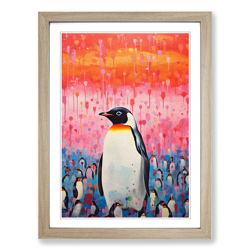 Penguin Colour Field 1 Piece Single Picture Frame Wall Art, 34cm H x 25cm W x 2cm D, Oak Framed