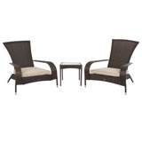 Duplex Patio Sense Coconino Wicker Conversation Set, Durable Adirondack Style Chairs Includes Khaki Cushions - Mocha