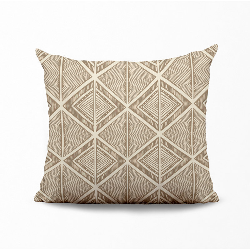 Polyester Throw Square Indoor/Outdoor Pillow Cover & Insert, Beige, 15W" x 15H"