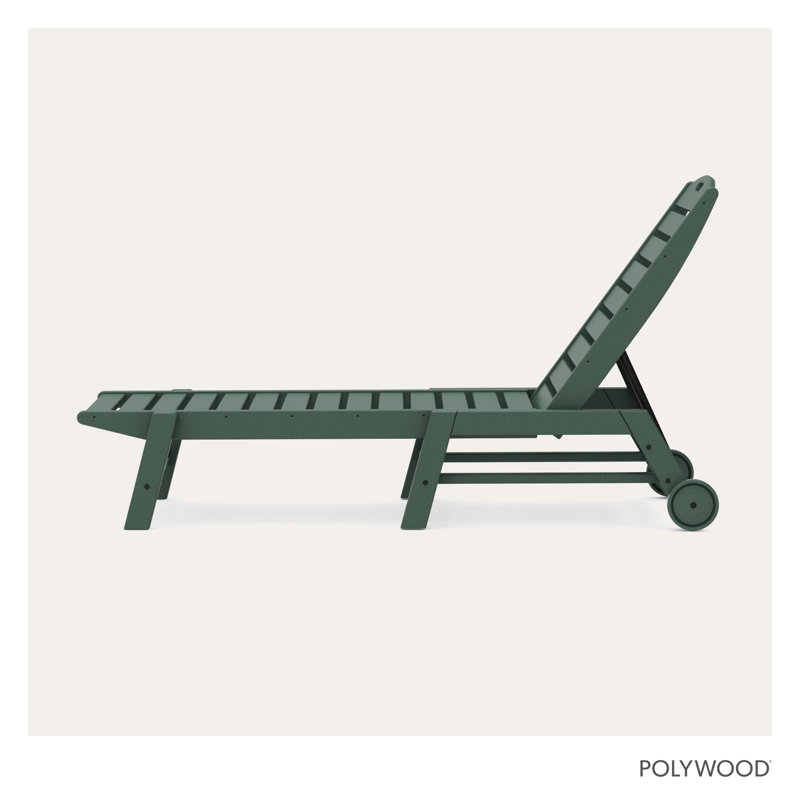 Lakeside POLYWOOD Nautical Chaise with Wheels, Green