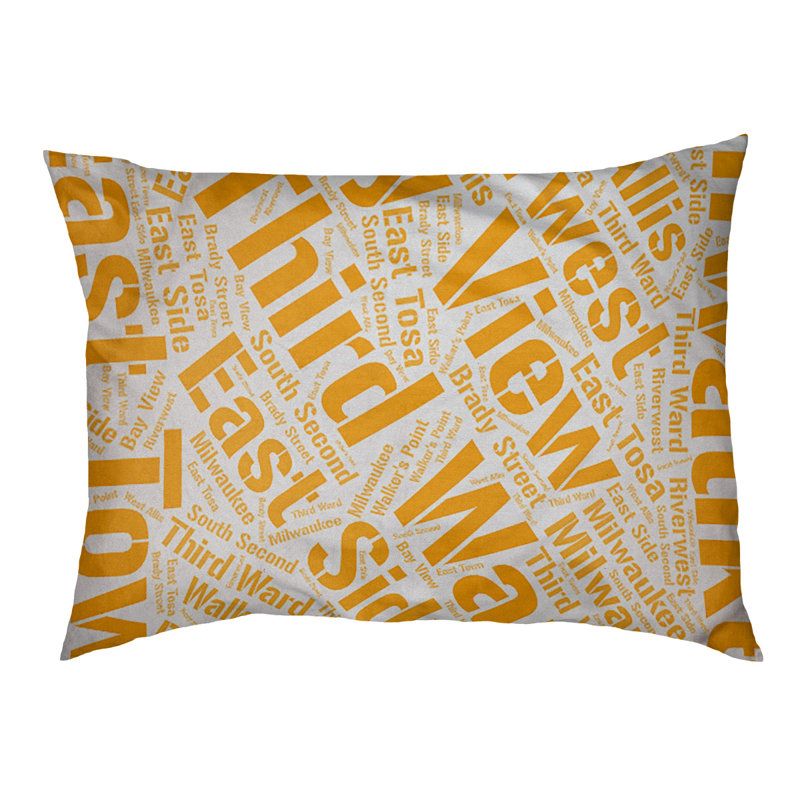 Coussin de chien « districts », Moyen (H 9,5 po x l 28 po x P 18 po), Orange, Milwaukee
