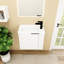 Petit meuble-lavabo de 22 pouces avec lavabo en céramique, fixation murale, porte à fermeture en douceur, meuble-lavabo tendance et élégant pour la salle de bain