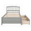 Structure de lit simple avec rangement, lit plateforme en bois avec deux tiroirs et tête de lit, support à lattes en bois-699690776