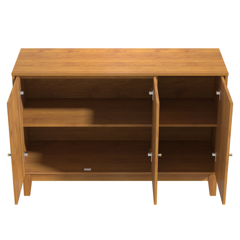 Glenford 45.94'' W 3 Door Sideboard Buffet with Adjustable Shelves, Honey Brown