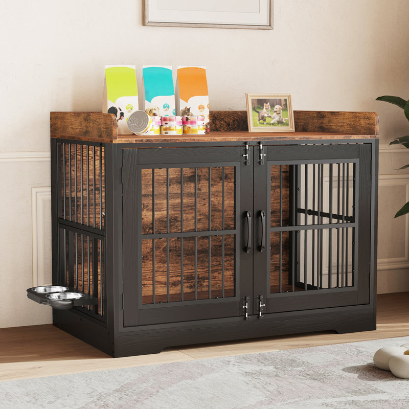 Grande table d'appoint pour chien avec deux tables de bout pivotantes et support pour téléviseur, H 30 po x l 23 po x P 39 po
