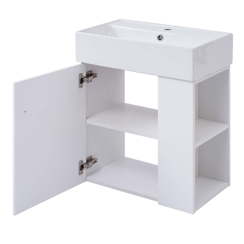 Modern Floating Bathroom Vanity With Ceramic Basin
