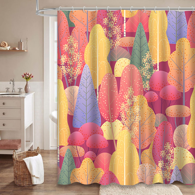 Rideau de douche coloré avec 12 crochets, L 72 po x l 84 po