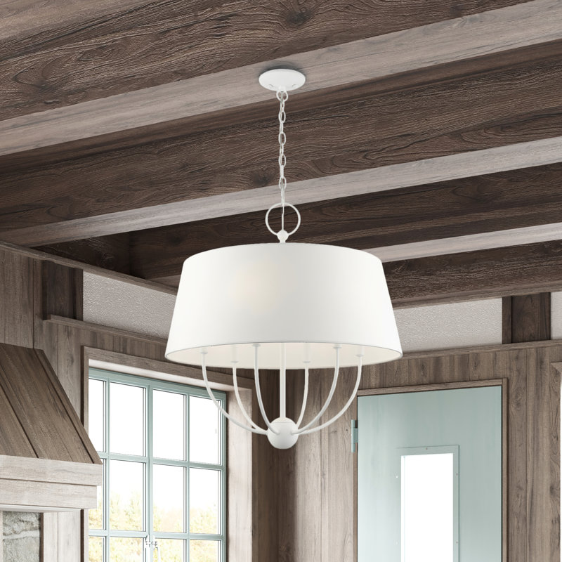Antonya 6 - Light Dimmable Drum Chandelier, White