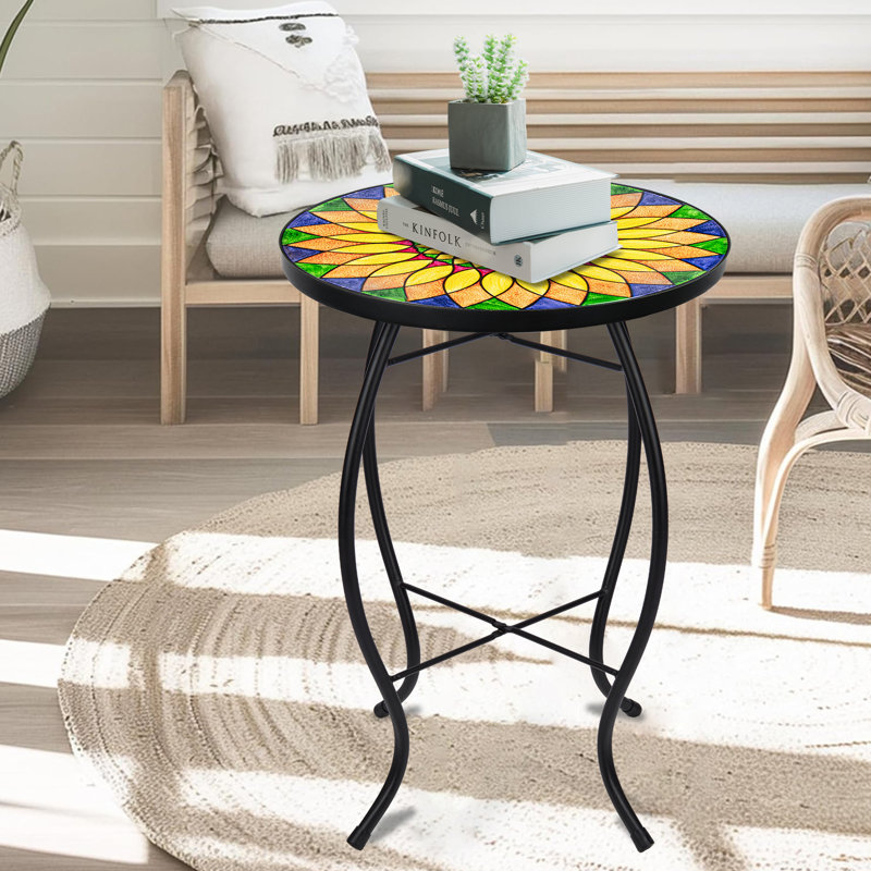 Table d'appoint en verre Sunflower Mosaic