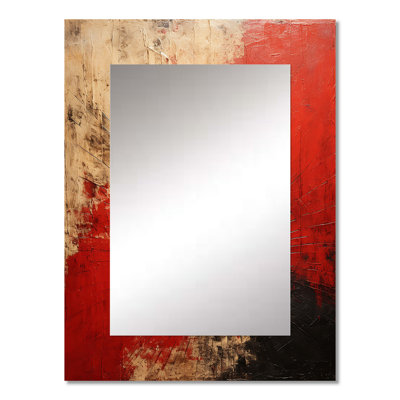 Red Ruby Rays - Abstract Shapes Mirror, Red Decorative Wall Mirror, Printed Metal Art