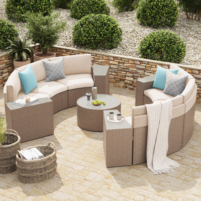 Wicker Patio Conversation Set with Cushions