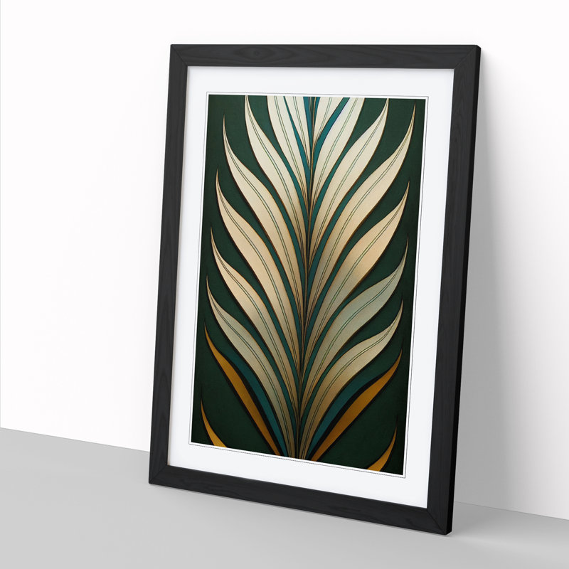 Adalade Fern Leaf Classic Art Vol.9 - Picture Frame Print, Black, 64cm H x 46cm W x 2cm D