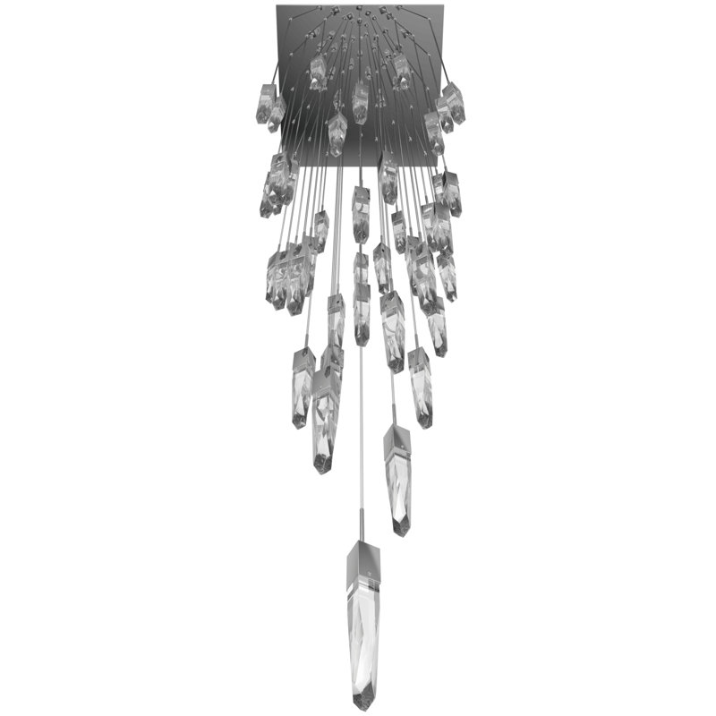 Luminaire suspendu à 41 lumières en cristal transparent de la collection Aspen, Chrome poli