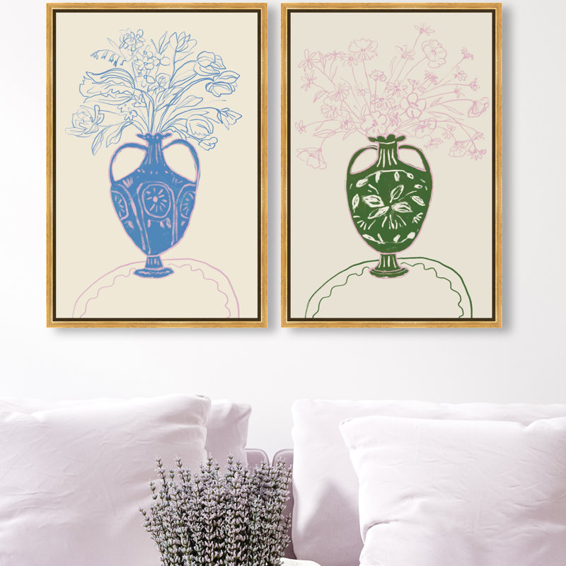 Flower Sutdio Set Set by Oliver Gal, 25" H x 17" W, Gold Floater Frame