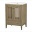 Meuble-lavabo 24 po avec lavabo en céramique, armoire de rangement en rotin avec deux portes et tiroir, structure solide