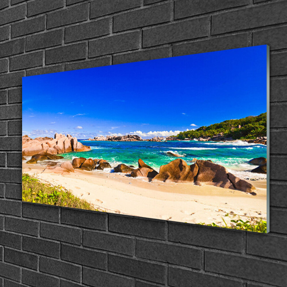 Glasbild Felsenstrand Meer Landschaft