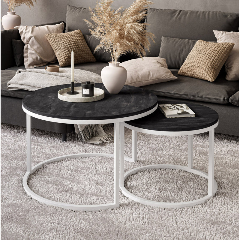 Harsho Frame Coffee Table, White, 49cm H x 70cm L x 70cm W