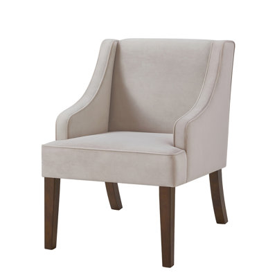 Linen Upholstered Armchair with Solid Wood Legs
