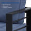 Causeuse de patio en aluminium toutes saisons de 50 po avec coussins bleus épais et structure noire-237960946-237960958