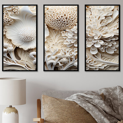 «Abstract Coral Flowers Collage II - Coastal Coral Under Water», ensemble d'art sur toile