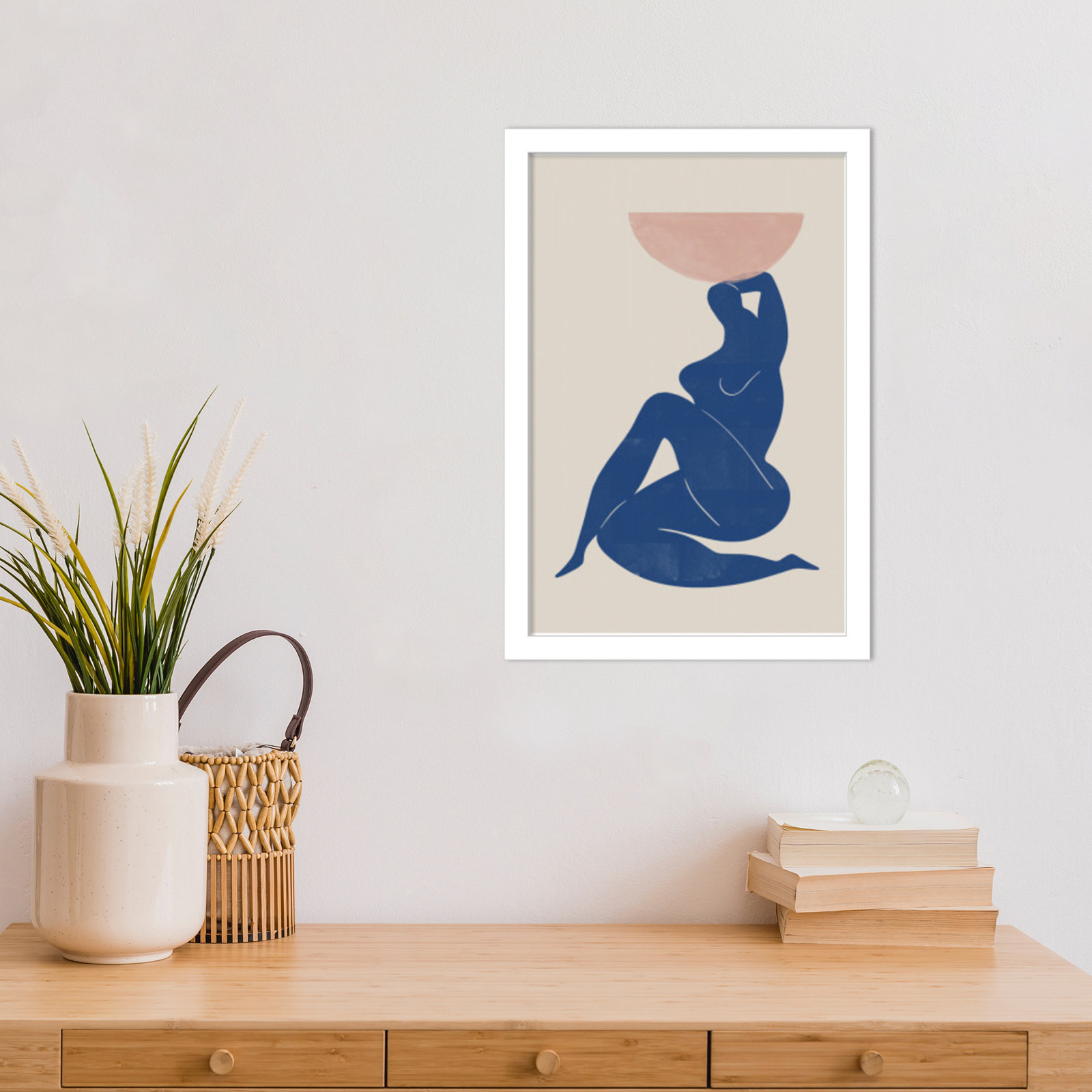 Northglenn "Vase and Woman" Print, White, 17" H x 12" W