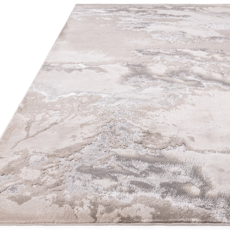 Aurora AU02 Cloud Metallic Area Rug, Beige/Silver, Runner 66 x 240cm